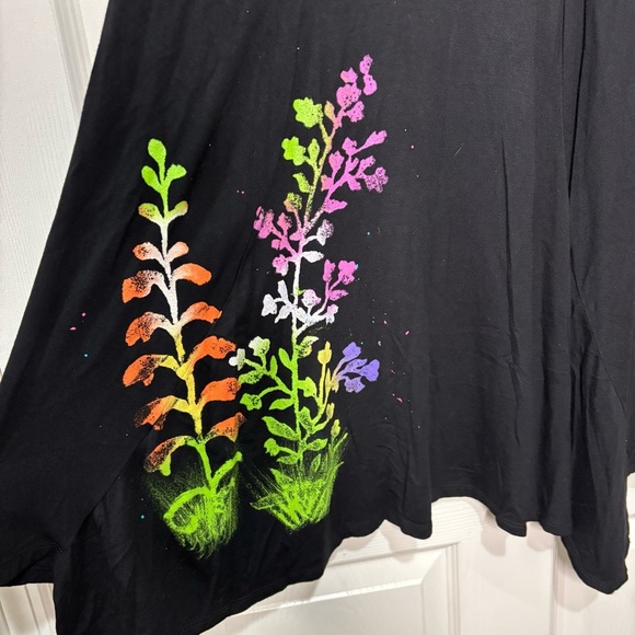 RAFFI Top Large Womens Watercolor Handpainted Lagenlook Art to Wear Hummingbird - Picture 6 of 9